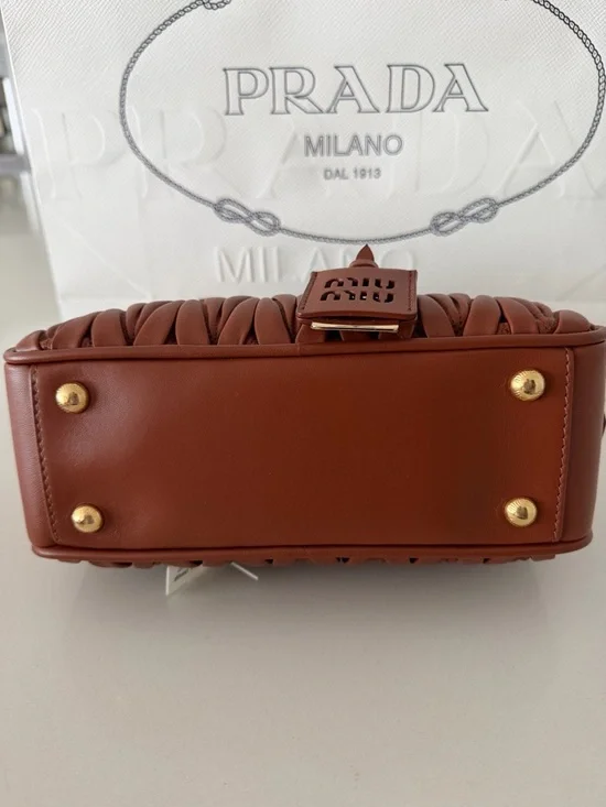 Miu Miu Cognac Matelassé Leather Satchel with Gold Hardware - Picture 4 of 6